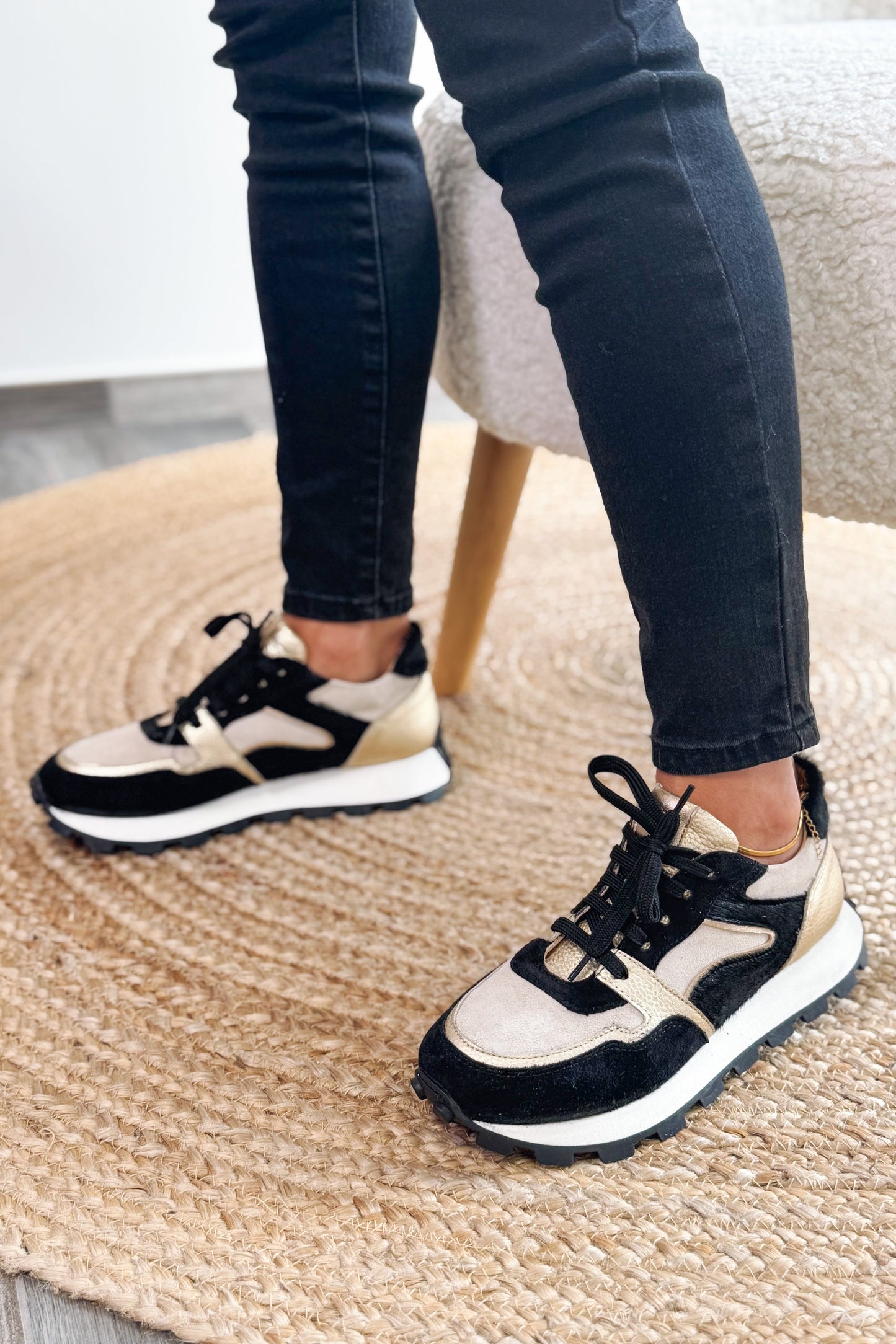 Basket Livia Noir/Doré/Beige