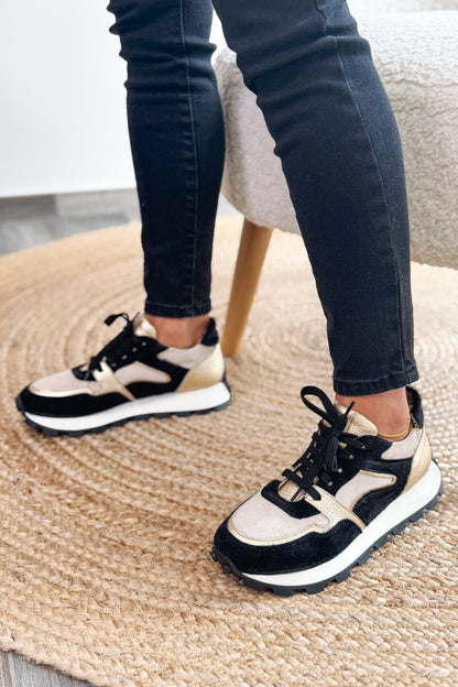 Basket Livia Noir/Doré/Beige