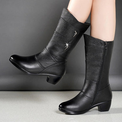 Catheriel™ - Bottines pour femmes jusqu'à mi-mollet avec plateforme et talon épais