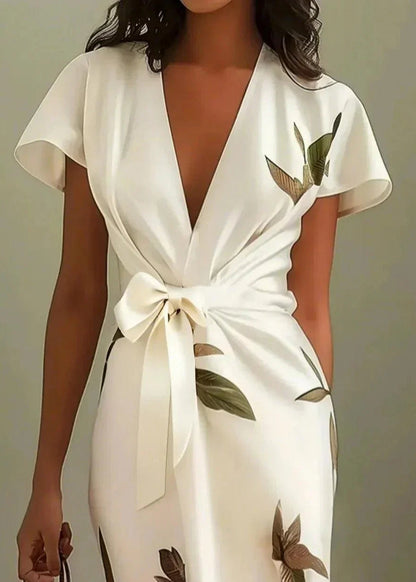 Élancia | Robe portefeuille florale à col V