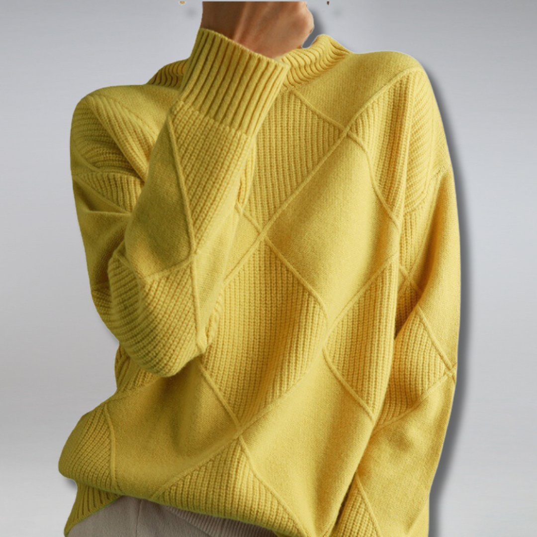 Pull à col roulé tricoté géométrique confortable