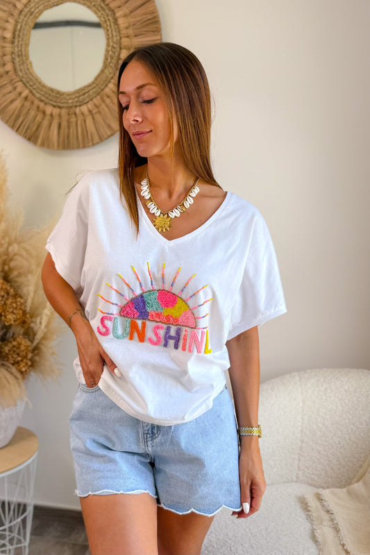 T-Shirt "Sunshine" Blanc
