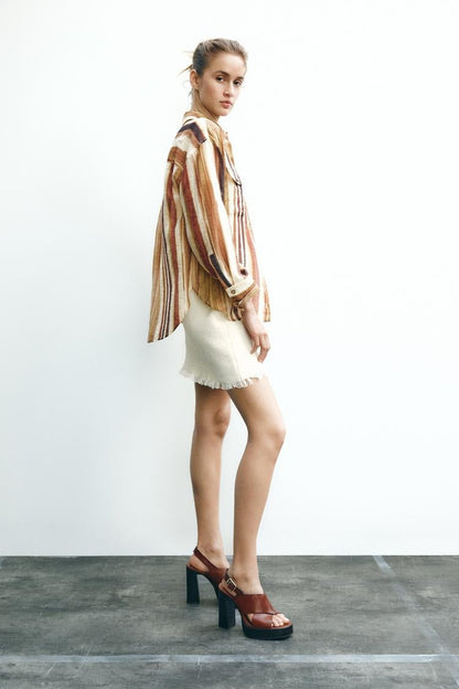 Chemise Rayée Oversize à Poches