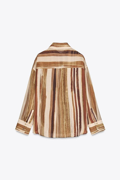 Chemise Rayée Oversize à Poches