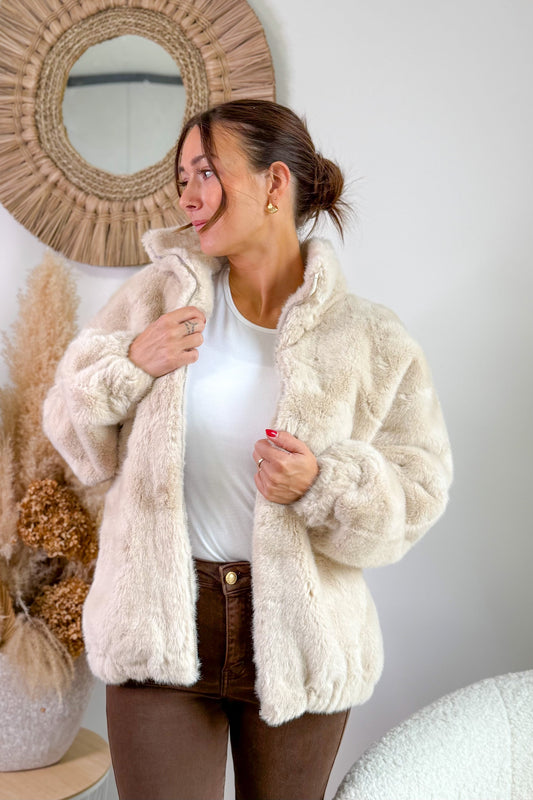 Veste Fausse Fourrure Mariposa Beige