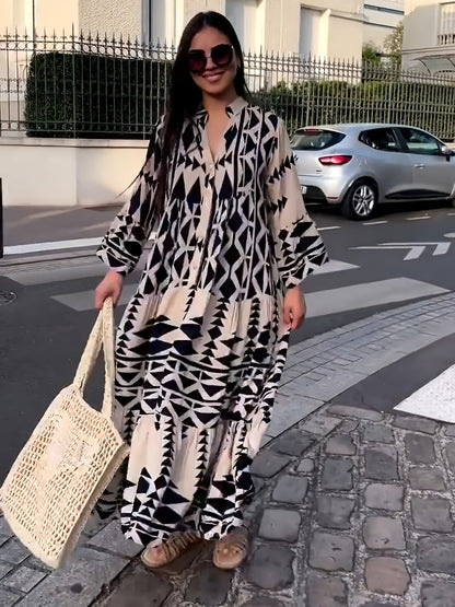 Robe Maxi Longue Femme Chic avec Imprimé