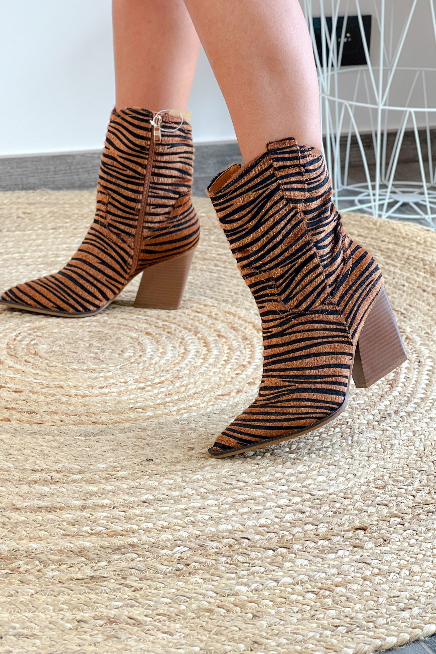 Santiags Evie zébrée Camel/Noir