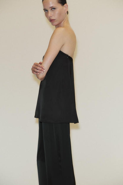 Ensemble effet satin sans bretelles