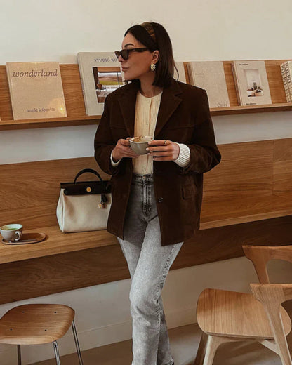 Veste Blazer en Suède Intemporelle pour un Superposition Chic