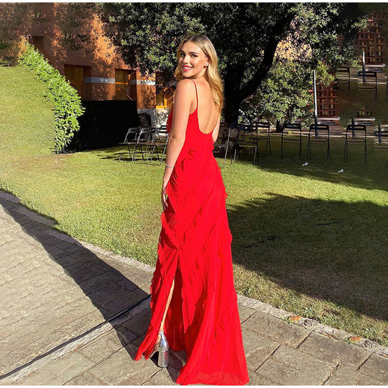 Robe Sans Manches Fluide Femme Avec Volants Superposés