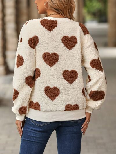 Pull en maille imprimé cœur douillet