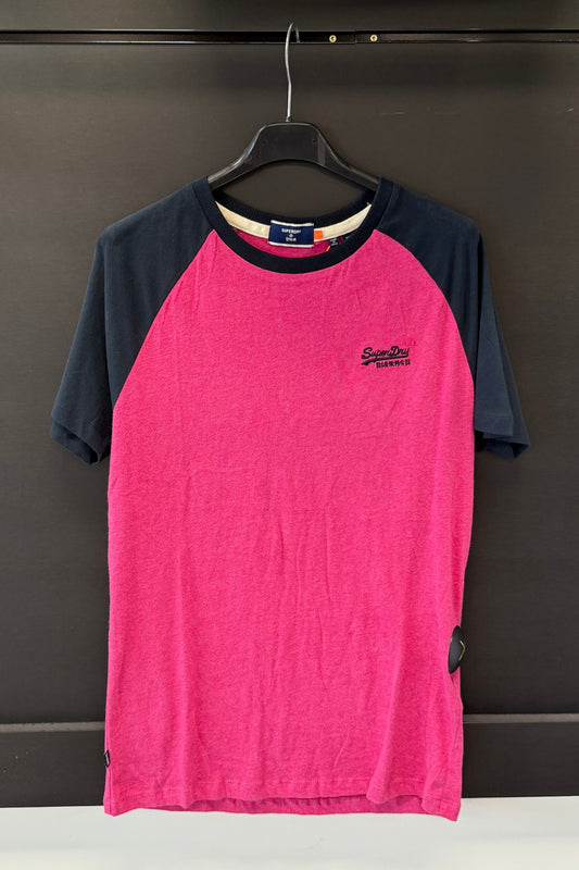 T-shirt Baseball Bleu Marine/Fuchsia