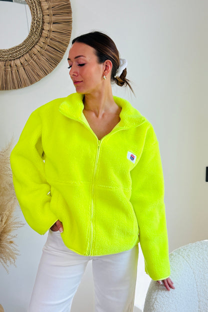 Gilet Teddy Gisèle Jaune Fluo Manches Longues