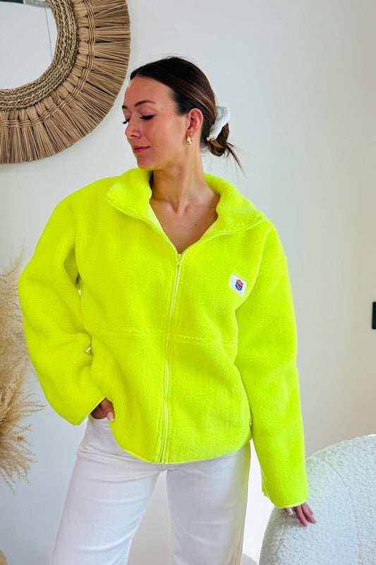 Gilet Teddy Gisèle Jaune Fluo Manches Longues