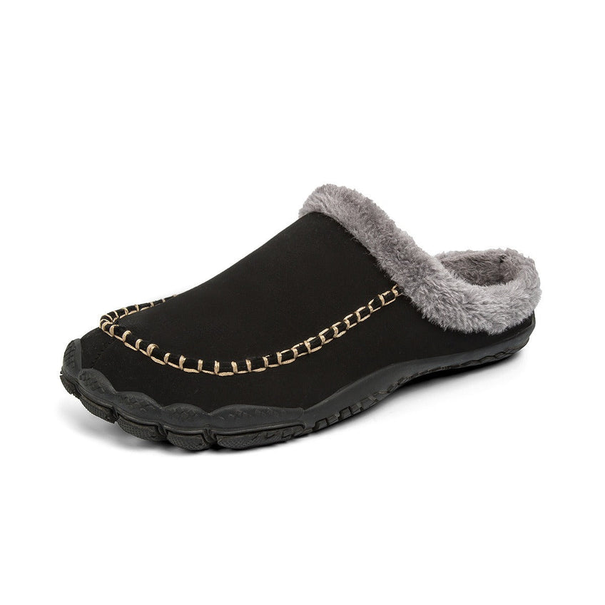 Pantoufles d’Hiver Homme en Daim Doublés en Polaire