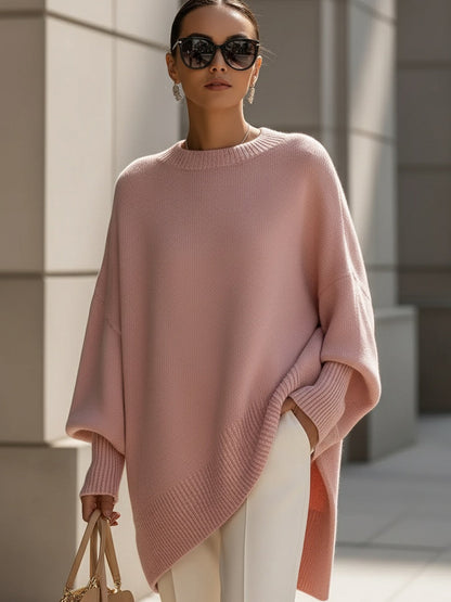 Pull Poncho Oversize En Maille