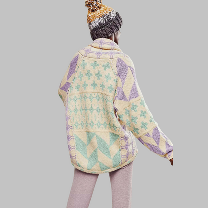 Veste Douillette et Souple avec Motifs Géométriques Modernes