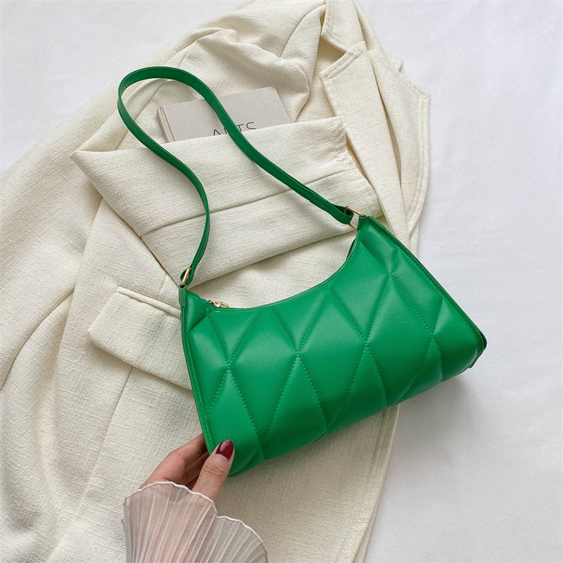 Sac baguette en cuir matelassé