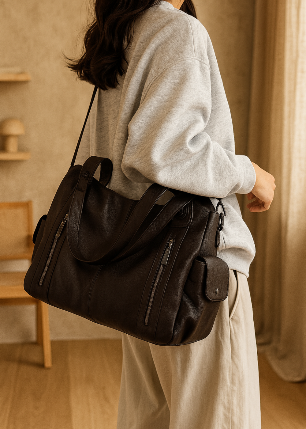 Sac à bandoulière en cuir minimaliste et élégant