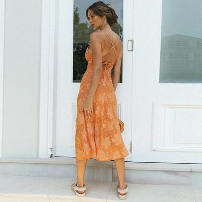 Pauline Laurent® |Robe maxi Alesha avec cothurnes imprimées
