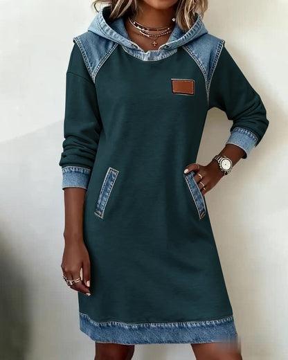 Lunariae™ - Robe casual à capuche style contrasté
