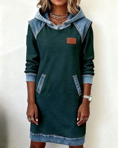 Lunariae™ - Robe casual à capuche style contrasté