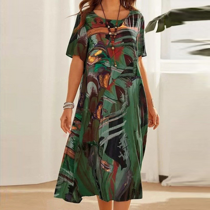 Yovi | Robe midi à imprimé artistique
