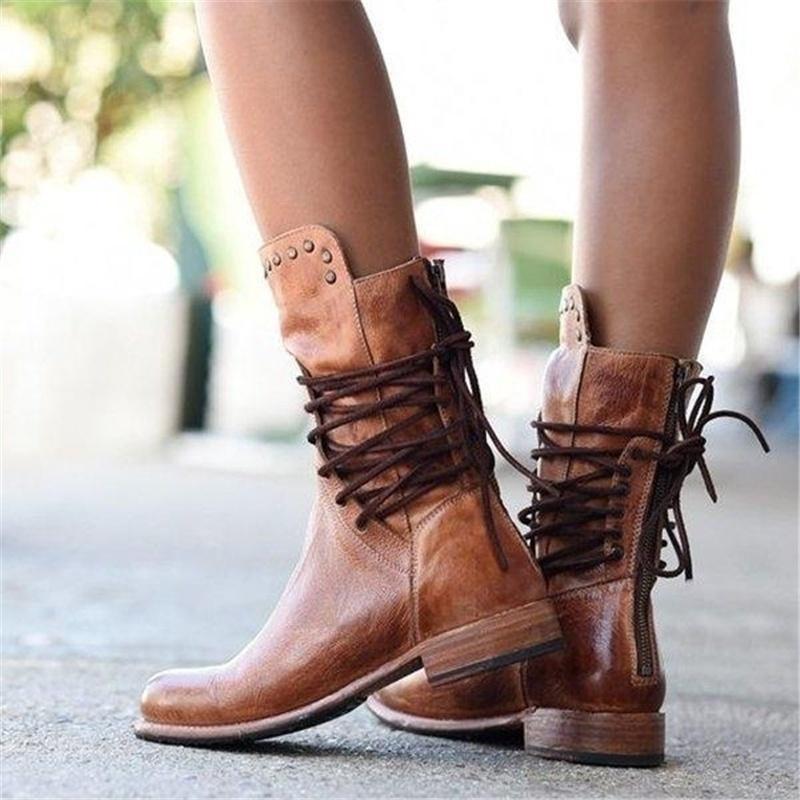Bottes De Cowboy En Cuir À Multi Sangles Vintage Pour Femme