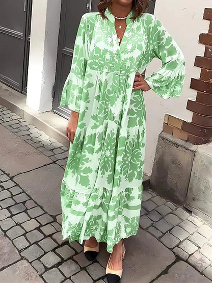 Robe Maxi Attrayante avec Décolleté en V et Manches 3/4