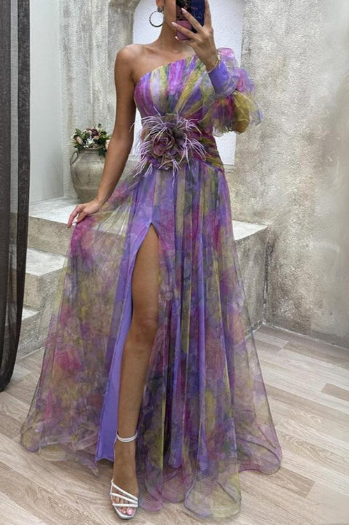 Robe Longue Asymétrique à Fleurs Kayla