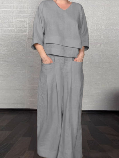 Ensemble ample à manches trois-quarts pour femme