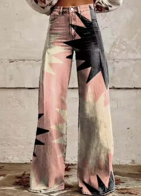 Pantalon large avec imprimé coloré