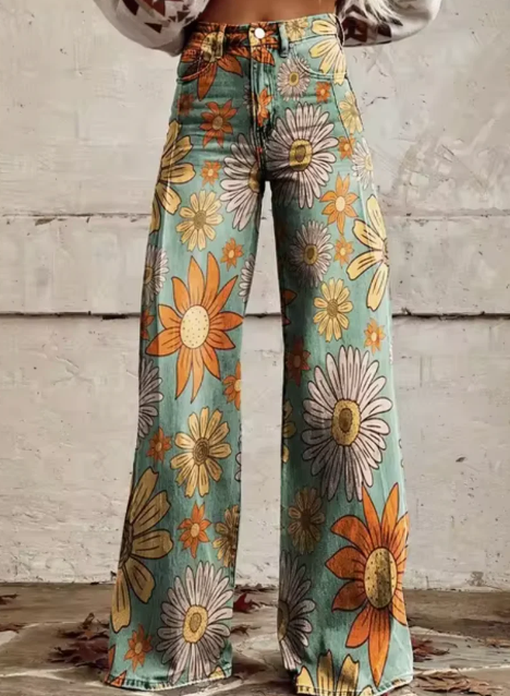 Pantalon large avec imprimé coloré