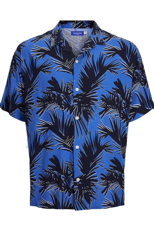 Chemise JORLUKE PALMA AOP RESORT SHIRT Bleue