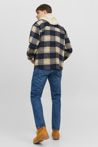 Chemise JORZAC CHECK OVERSHIRT LS SN Bleu Marine/Camel