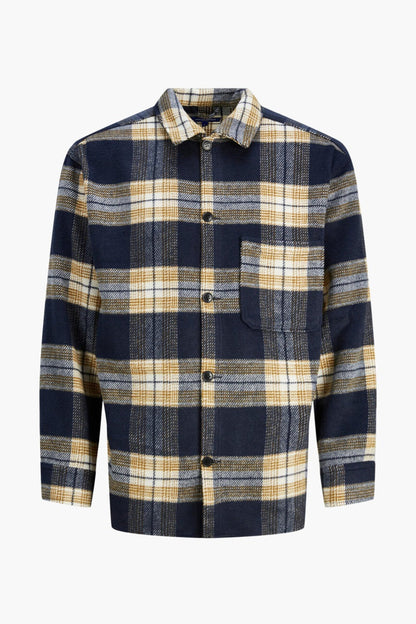 Chemise JORZAC CHECK OVERSHIRT LS SN Bleu Marine/Camel
