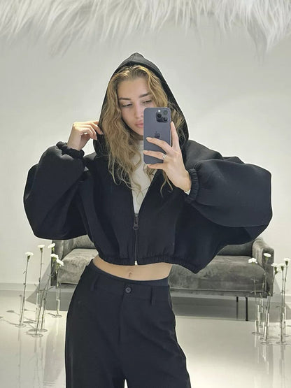 Veste à capuche sportive courte légère décontractée