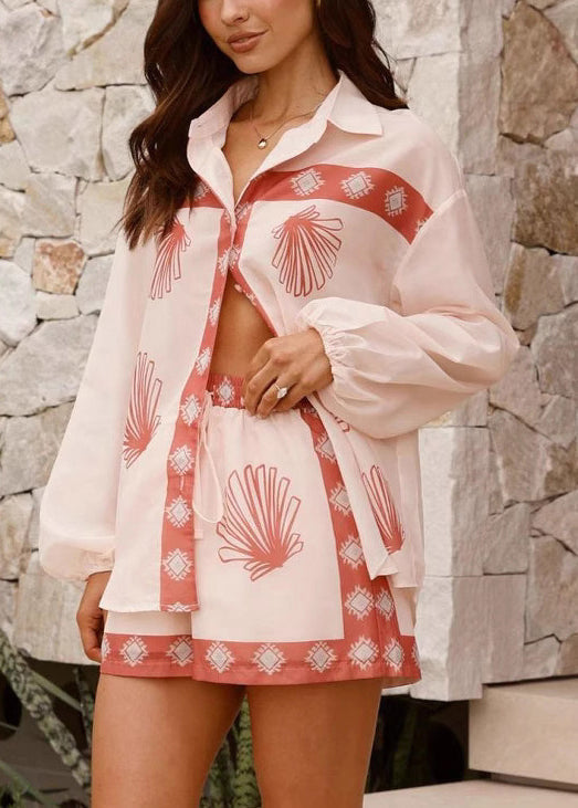 Alice Leroy® | Ensemble chemise boutonnée et short en lin rose pour femme