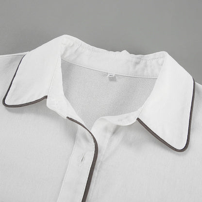 Ensemble Blouse Manches Longues Et Short Élégant