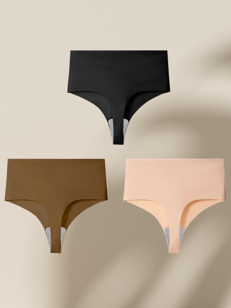Lot de 3 Strings Sans Couture Taille Haute