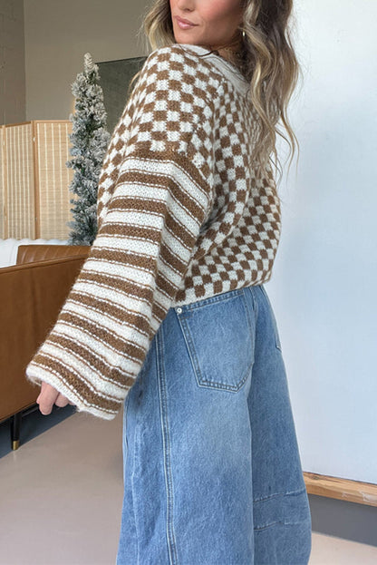 Cardigan léger en maille à carreaux douillets