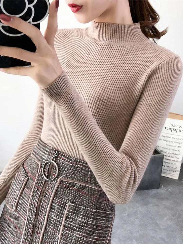 Pull en laine côtelé confortable pour femmes