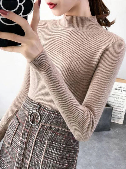 Pull en laine côtelé confortable pour femmes