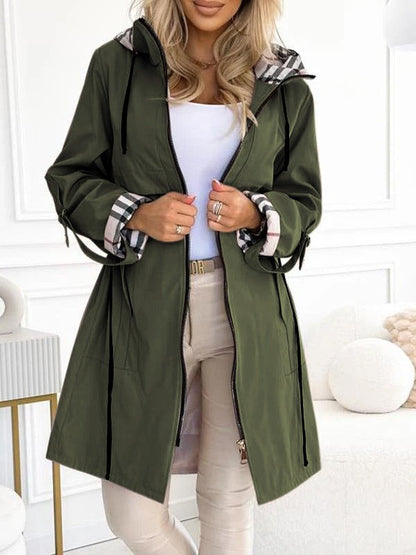 Manteau long imperméable décontracté à capuche