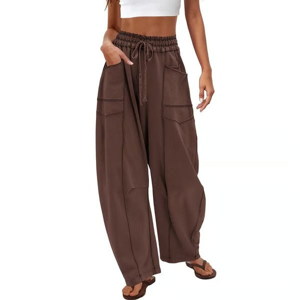 Pantalon de survêtement confortable à jambes larges avec poches