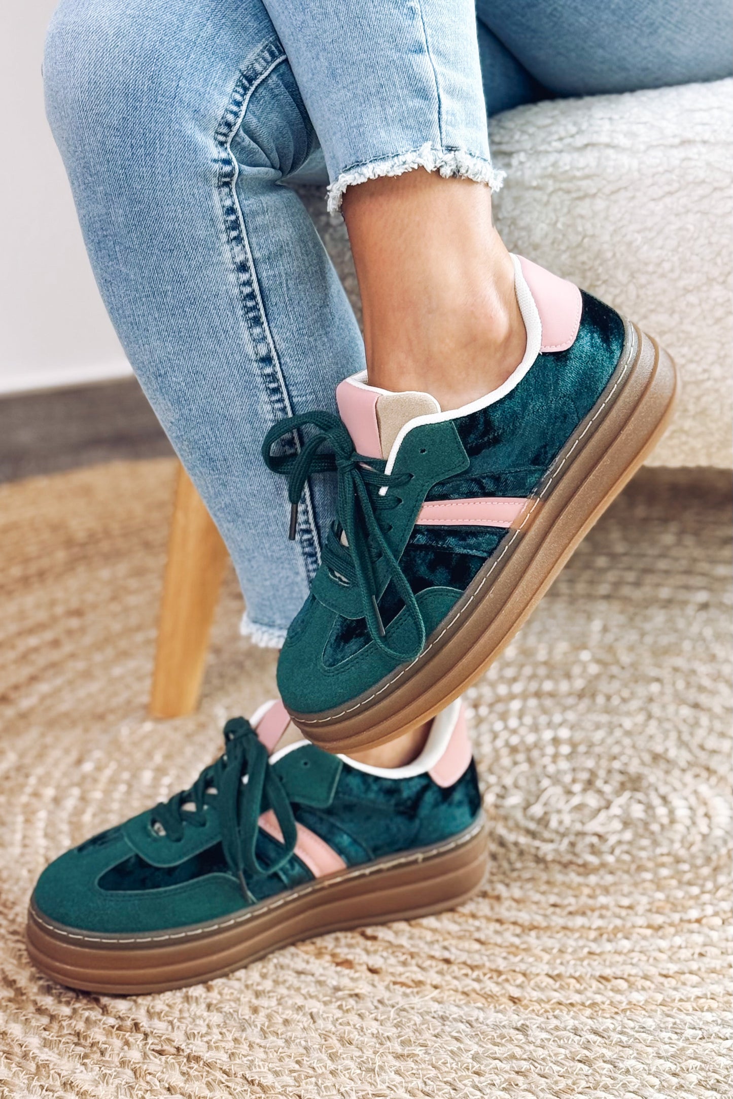 Basket Addax Vert/Rose Bi-Matières