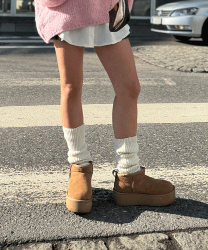 Bottes à plateforme en cuir marron pour un look quotidien élégant