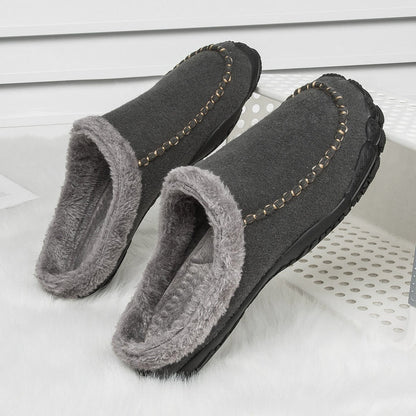 Pantoufles d’Hiver Homme en Daim Doublés en Polaire