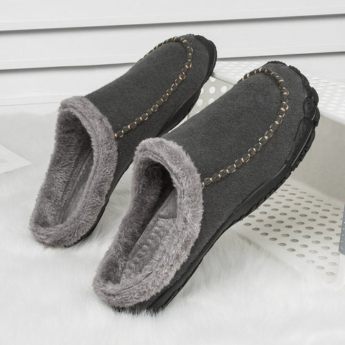 Pantoufles d’Hiver Homme en Daim Doublés en Polaire