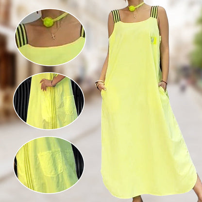 Robe maxi fluide avec larges bretelles et poches